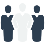 Graphic of three people symbolising availability to work and conduct business.